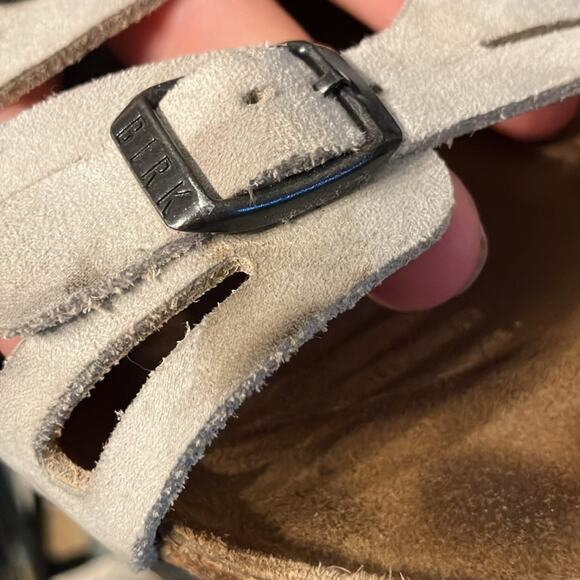 Birkenstocks QVC Granada Cork‎ Leather Sandals comfort sz 8 eu 39 white/gray - Picture 8 of 8